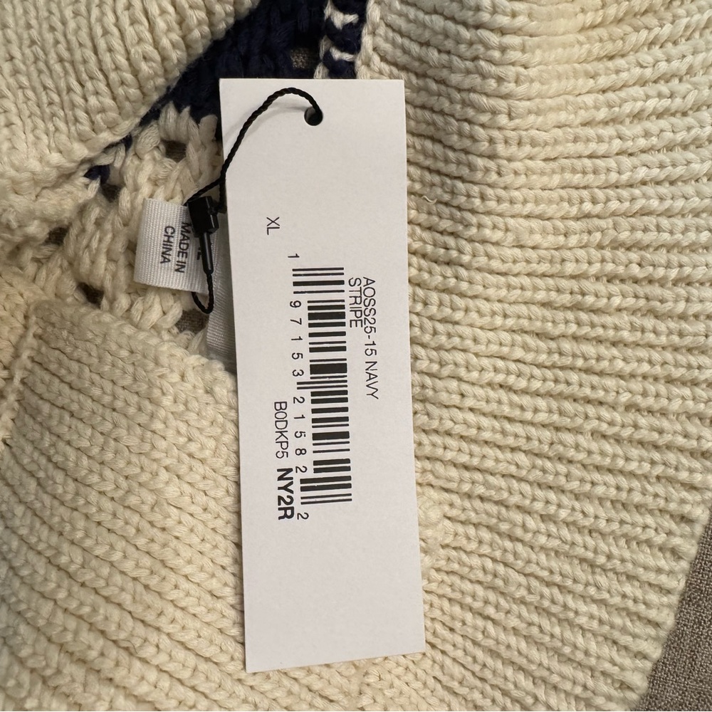 The Drop Knit Sweater Dress with Navy and Cream Stripes - Picture 2 of 5